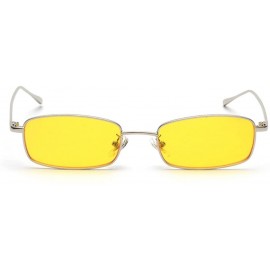 Rectangular Unisex Small Rectangle Red lens Yellow Metal Frame Clear Lens Sun Glasses - Silver-yellow - CY189HMU6S0 $11.18