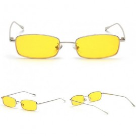 Rectangular Unisex Small Rectangle Red lens Yellow Metal Frame Clear Lens Sun Glasses - Silver-yellow - CY189HMU6S0 $11.18