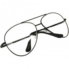 Aviator Vintage Aviator Eyeglasses Metal Frames Clear Lens Glasses Non-prescription - Black 76041 - CQ18LY3W28R $12.62