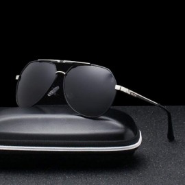 Oversized Men's Sunglasses Brand Designer Pilot Polarized Male Sun Glasses Y7700 C1BOX - Y7700 C1box - CQ18XDUCKES $19.47