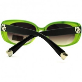 Oval Women's Oval Rectangular Frame Sunglasses Cute Heart Tip - Green - CU11PM8ZOM1 $10.89