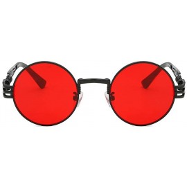 Round John Lennon Round Sunglasses Retro Steampunk Glasses Metal Frame - Black Frame Red - C91967RR9Y0 $13.25