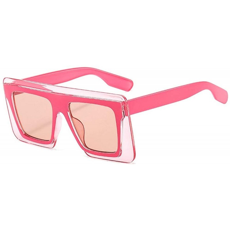 Square Sunglasses Designer Rectangle Fashion Glasses - Pink - C8199I73MS9 $12.21