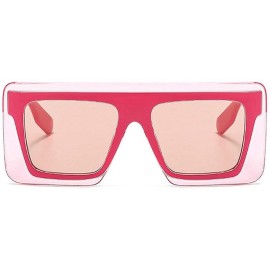 Square Sunglasses Designer Rectangle Fashion Glasses - Pink - C8199I73MS9 $12.21