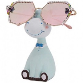 Oversized Stylish Metal Bee Decoration Sunglasses UV Protection Frame - Gold Frame/Pink Lens - CM197HKKTQX $16.05