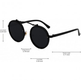 Round Vintage Round Steampunk Sunglasses Metal Frame For Men or Women 1762 - Black-black - C6186X08505 $11.34