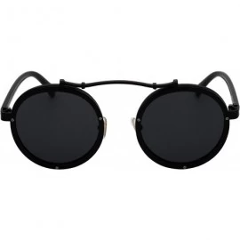 Round Vintage Round Steampunk Sunglasses Metal Frame For Men or Women 1762 - Black-black - C6186X08505 $11.34