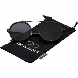 Round Vintage Round Steampunk Sunglasses Metal Frame For Men or Women 1762 - Black-black - C6186X08505 $11.34