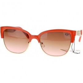 Wayfarer Womens Half Rim Designer Fashion Metal Weave Temple Hipster Sunglasses - Orange - CP11SOL2BOH $11.72