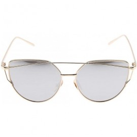 Cat Eye Cats Eye Sunglasses Ladies Women Vintage Metal Frame Celebrity Mirrored Lens - Gold - CF198CND5Z3 $11.10