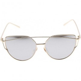 Cat Eye Cats Eye Sunglasses Ladies Women Vintage Metal Frame Celebrity Mirrored Lens - Gold - CF198CND5Z3 $11.10