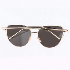 Cat Eye Cats Eye Sunglasses Ladies Women Vintage Metal Frame Celebrity Mirrored Lens - Gold - CF198CND5Z3 $11.10