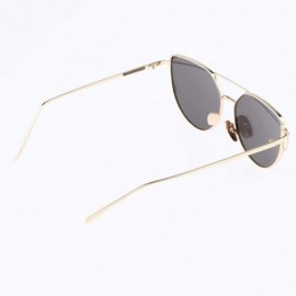 Cat Eye Cats Eye Sunglasses Ladies Women Vintage Metal Frame Celebrity Mirrored Lens - Gold - CF198CND5Z3 $11.10