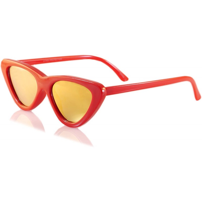 Cat Eye Iconic Celebrity Mirrored Slim Cat-Eye Sunglasses A057 - Red/ Yellow Revo - CV1893OL0E0 $8.74