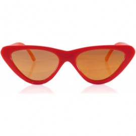 Cat Eye Iconic Celebrity Mirrored Slim Cat-Eye Sunglasses A057 - Red/ Yellow Revo - CV1893OL0E0 $8.74