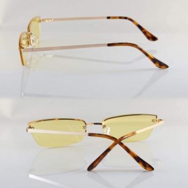 Semi-rimless Extended Rectangle Cat-Eye Semi Rimless Flat Lens Color Sunglasses A237 - Gold Yellow - C018KLIEHIN $11.71