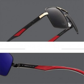 Square Aluminum Men's Sunglasse Polarized Lens Red Sun Glasses Coating Mirror Glasses - Gold Gray - CR194OX3WER $30.57