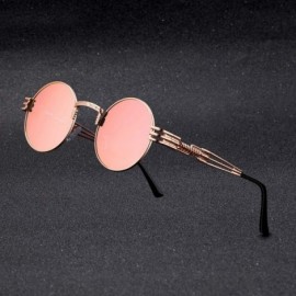 Square New Fashion Retro Steampunk Round Metal Sunglasses Men And Women Double Spring Leg Colorful Eyewear UV400 - C4197A22TD...