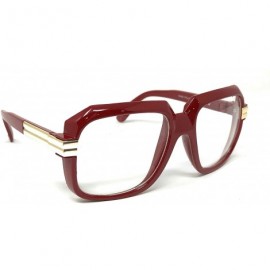 Oversized Nerd Glasses Classic Fashion Frame Clear Lens Square Round Rectangle - Red Hip Hop Square- Clear - C218X8DZ6EQ $11.59