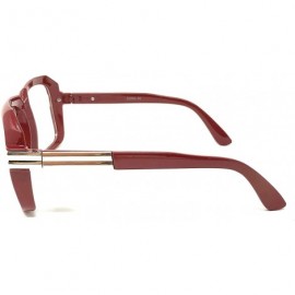 Oversized Nerd Glasses Classic Fashion Frame Clear Lens Square Round Rectangle - Red Hip Hop Square- Clear - C218X8DZ6EQ $11.59