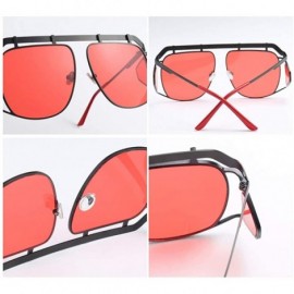 Oversized Oversized Shield Sunglasses Men Vintage Metal Punk Female Sun Glasses Square - Black With Red - CF18KX9INT4 $13.18