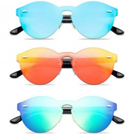 Rectangular Rimless Mirrored Lens One Piece Sunglasses UV400 Protection for Women Men - 2 Red+blue+green - C718XT028EQ $19.61