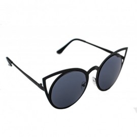 Cat Eye Fashion Sunglasses Women Brand Designer Cat Eye Sun Glasses Vintage Woman - Black/Black Lens - CH18WH0ALZN $10.78