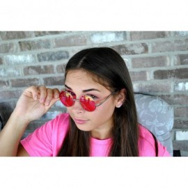 Round Round Retro Small Circle Tint & Mirror Colored Lens 43-55 mm Sunglasses Metal - Round_43mm_red_silver - C3183XEQDCT $12.20