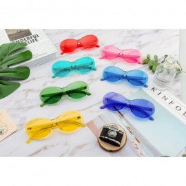 Oversized One Piece Rimless Sunglasses Retro Oval Clout Frame Candy Color Fun Glasses Transparent Colorful Tinted Eyewear - C...