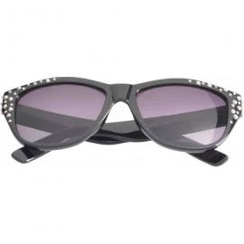 Wayfarer Studded Frame and Temple Cat eye Sunglasses - Black-silver - CC11O10FUM5 $11.78