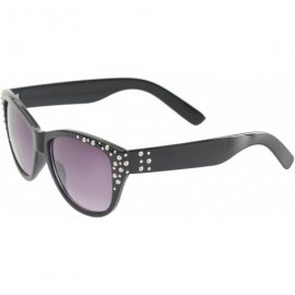 Wayfarer Studded Frame and Temple Cat eye Sunglasses - Black-silver - CC11O10FUM5 $11.78