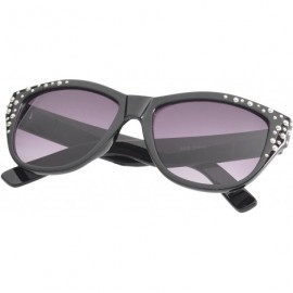 Wayfarer Studded Frame and Temple Cat eye Sunglasses - Black-silver - CC11O10FUM5 $11.78