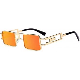 Square Hollow Legs Square Sunglasses for Women and Men Small Size Alloy Frame Sun Glasses UV400 - C7 Gold Silver - CV198EXUAO...