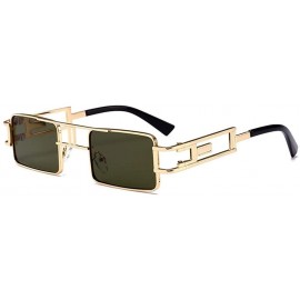 Square Hollow Legs Square Sunglasses for Women and Men Small Size Alloy Frame Sun Glasses UV400 - C7 Gold Silver - CV198EXUAO...