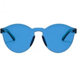 Rimless One Piece Rimless Sunglasses Transparent Candy Color Tinted Eyewear - Blue - CB18QSWK4YI $10.89