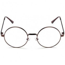 Oversized Round Clear Metal Frame Glasses- Circle Vintage Eye Glasses Retro Eyewear - Coffee - C318YS6O9S3 $6.62