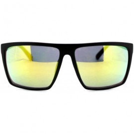 Square KUSH Sunglasses Matte Black Square Frame Multicolor Mirror Lens Unisex - Black Yellow - CQ1804H7YN7 $11.85