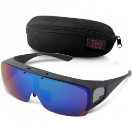 Wrap Fit Over Polarized Sunglasses Flip Up Lens for Men and Women - Black - CE18XK3LI0Y $17.91